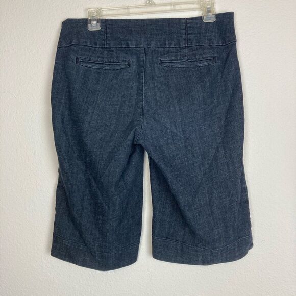Y2K Dark Denim Bermuda Shorts w/ stretch and great detail covered buttons - Picture 2 of 7